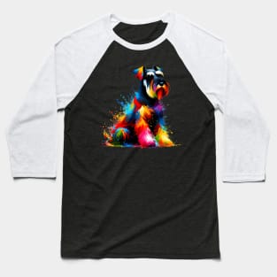 Abstract Colorful Giant Schnauzer in Splash Art Style Baseball T-Shirt